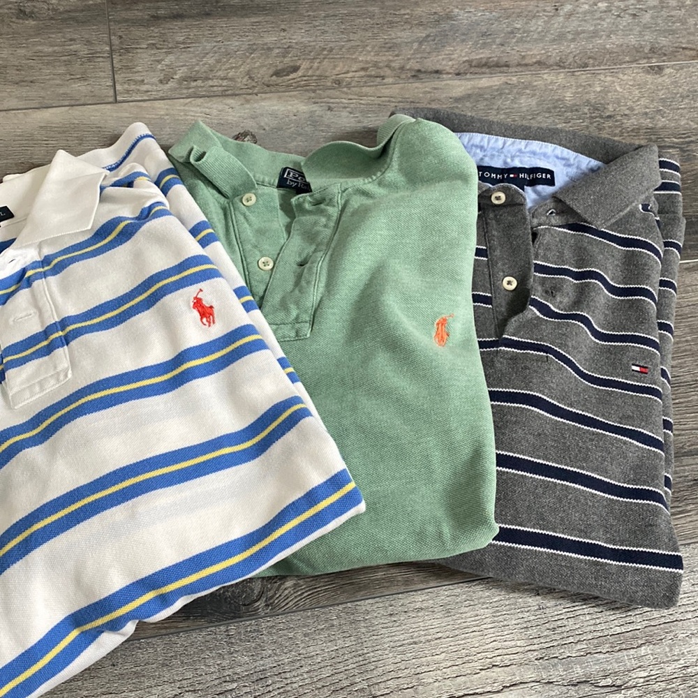 Lot of 3 Short Sleeve Polo Shirts Polo by Ralph Lauren and Tommy Hilfiger XL